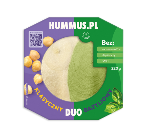 Hummus DUO klasyczny i bazyliowy 220g