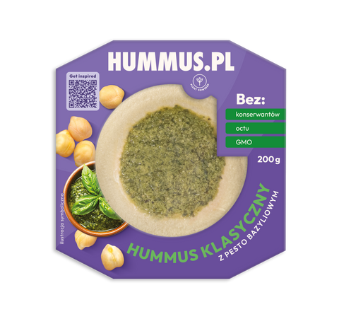 Hummus klasyczny z pesto bazyliowym 200g