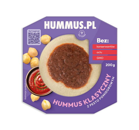 Hummus klasyczny z pesto pomidorowym 200g